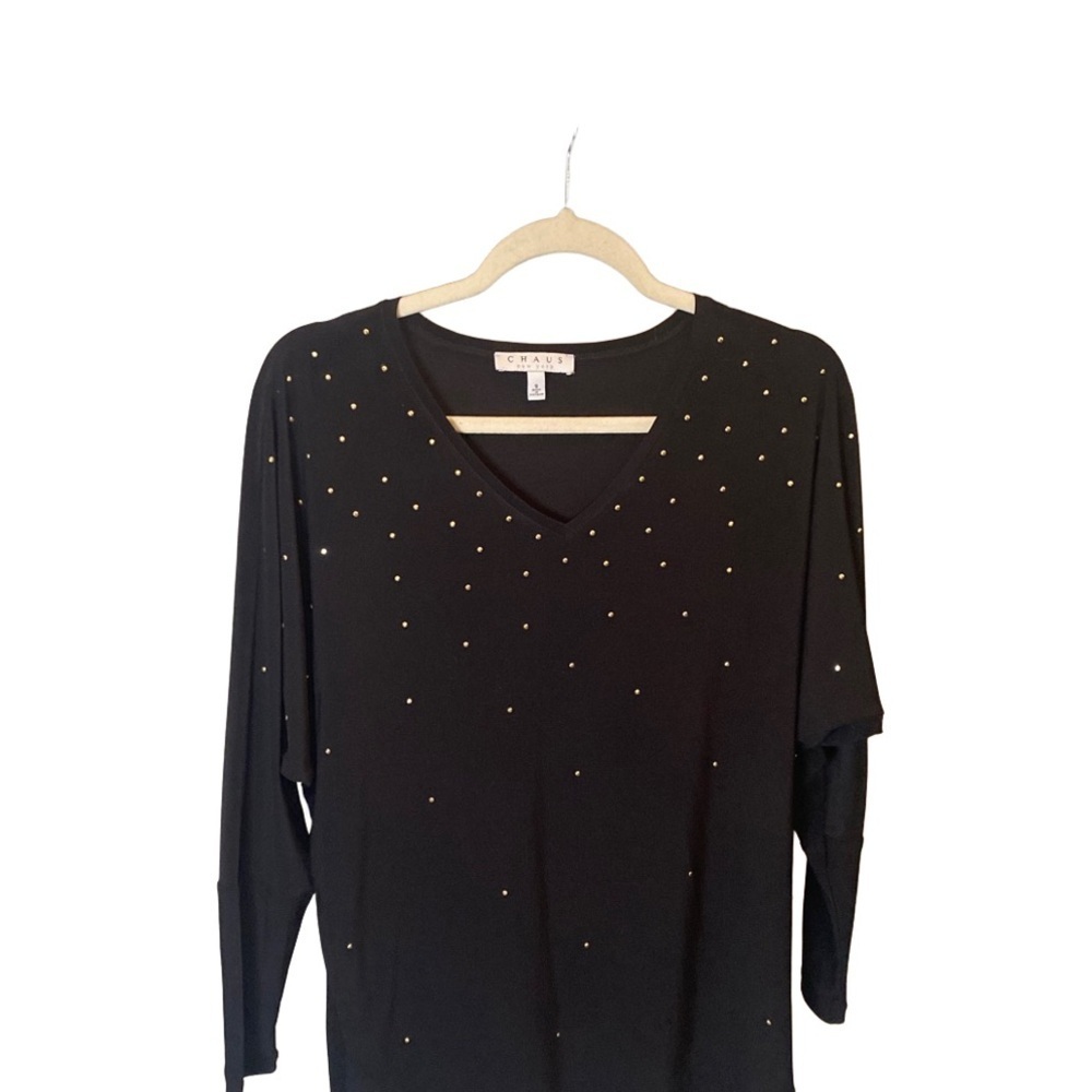 Chaus New York black gold studded top size S